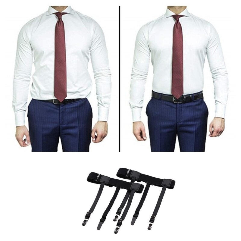 1 زوج الرجال قميص البقاء حزام مع عدم الانزلاق مقاطع قفل قابل للتعديل قمصان الرباط جديد
