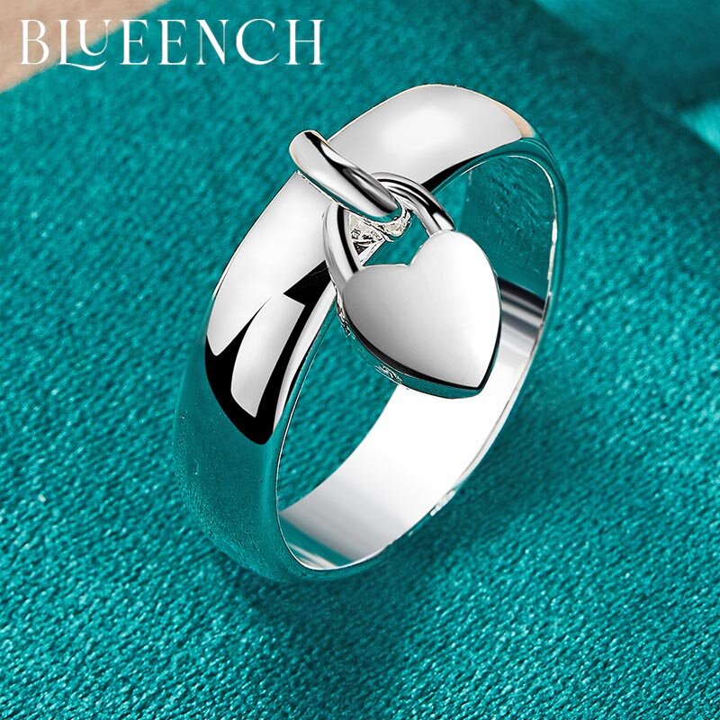 Blueench-925 anel pingente de amor para mulheres, jóias românticas, moda, proposta, festa de casamento, temperamento