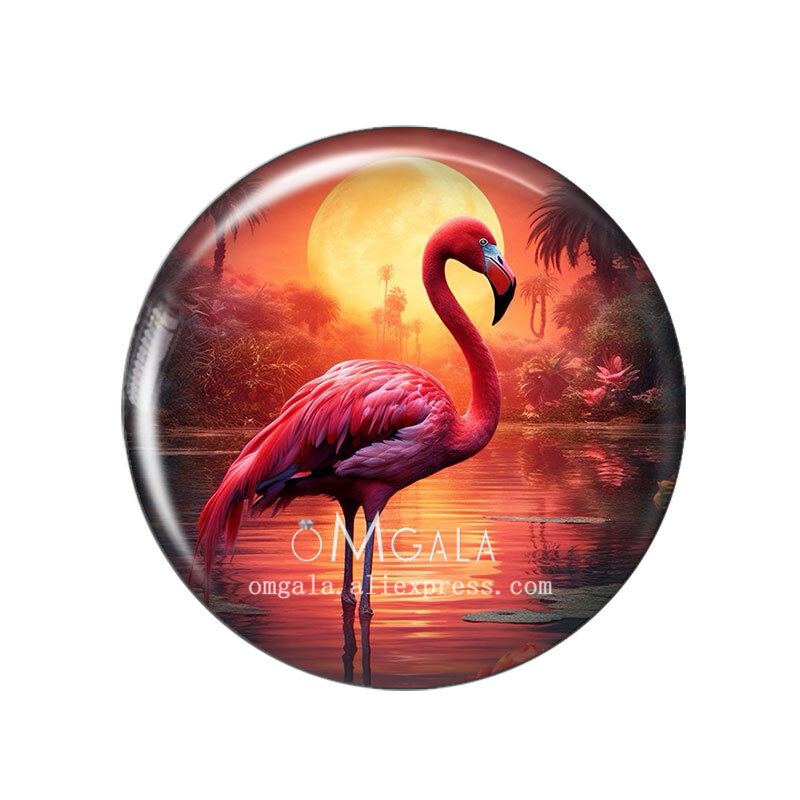 Nowe różowe flamingi kosmetyczne obrazy 12mm/18mm/20mm/25mm okrągłe zdjęcie szklane kaboszon demo z płaskim tyłem