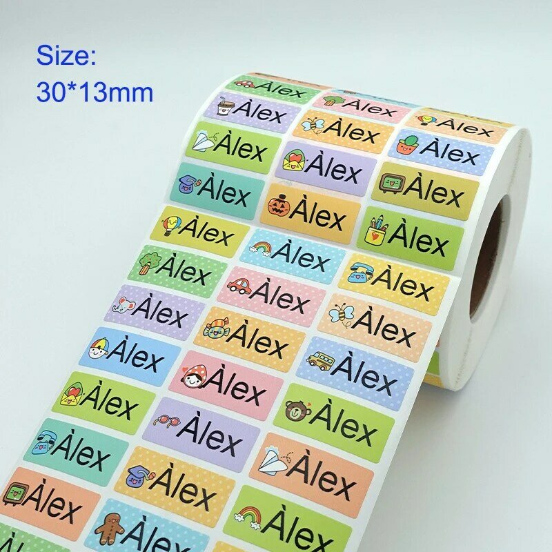 120Pcs Customize Name Stickers Kids Transparent Personalized Waterproof Colored Tags White Label for Children School Stationery