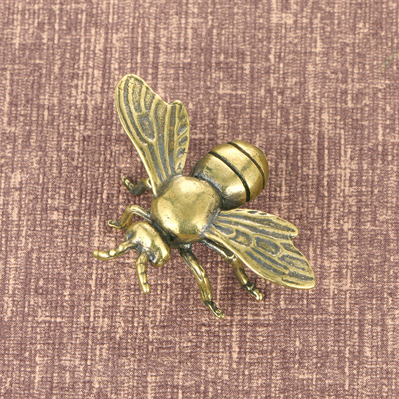 Miniatur patung serangga lebah madu, kuningan padat, miniatur teh hewan peliharaan, koleksi kerajinan kumbang lucu, ornamen kecil Desktop, dekorasi rumah