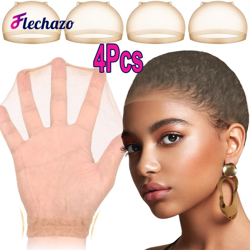HD Wig Caps For Women Skin Tone Natural Thin Transparent Wig Cap For Lace Front Wigs Breathable Stretchy Stocking Nude Caps 4Pcs