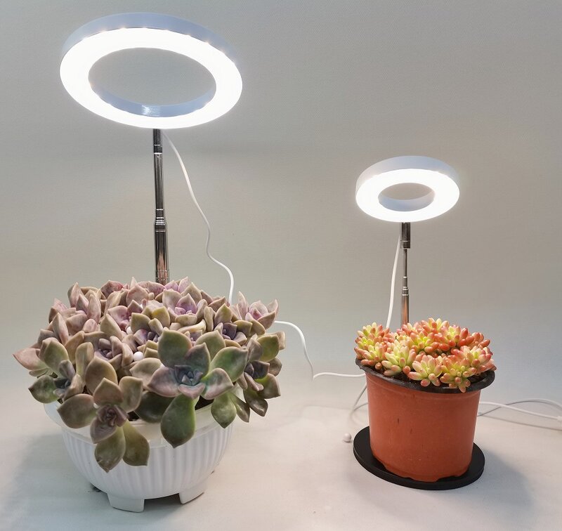 Lampu tanaman LED dapat ditarik cahaya penumbuh lampu malaikat cincin sukulen lampu pewaktu spektrum penuh tanaman bunga lampu untuk tanaman dalam ruangan