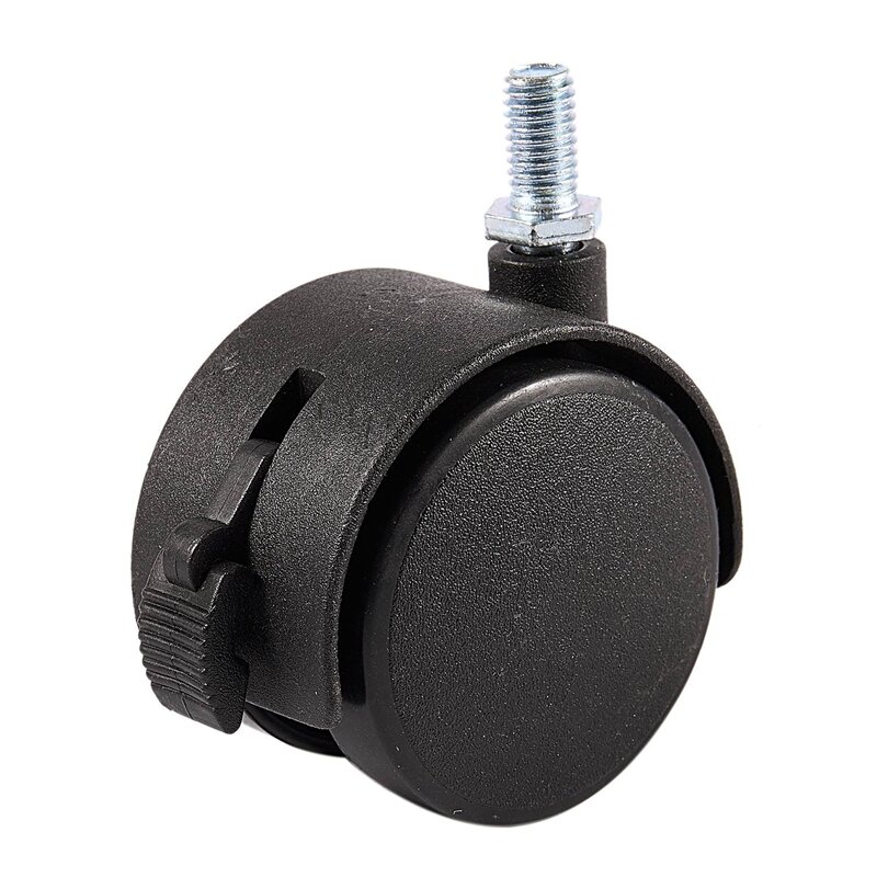 Roulette de verrouillage à percussion pour meubles, tige à vis de 8mm, roue de 2 pouces de diamètre, noir, 2 pièces