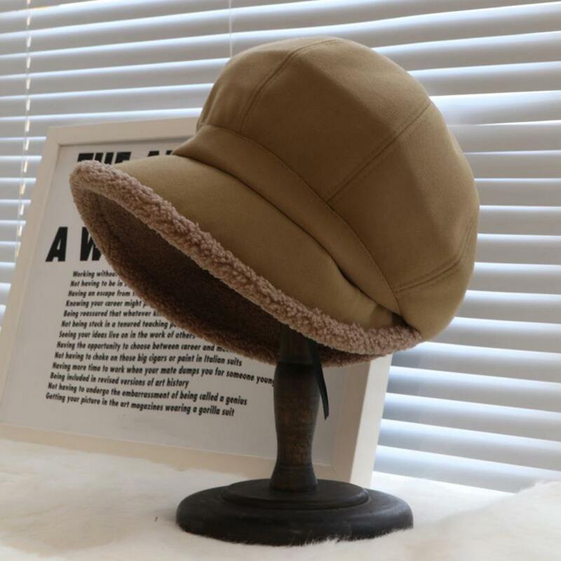 Topi loper koran, topi baret musim dingin bergaris mewah yang bisa disesuaikan, topi Newsboy gaya Retro untuk wanita, tetap hangat
