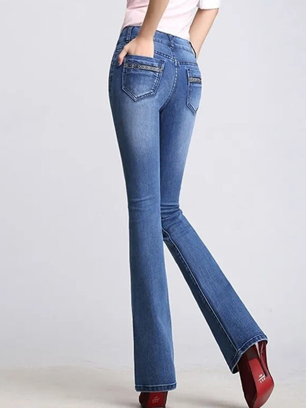 Vintage Skinny Hoge Taille Flare Jeans Vrouwen Slanke Oversized 4xl Stretch Denim Broek Koreaanse Lente Herfst Streetwear Kot Pantolon Nieuw