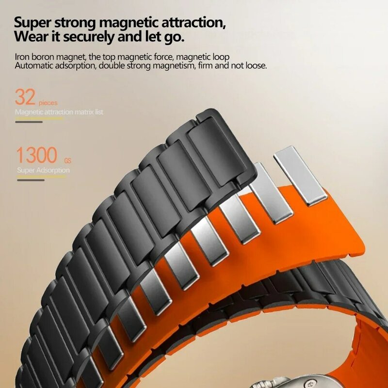 Anello magnetico per cinturini Apple Watch 44mm 40mm 49mm 45mm 41mm 38mm bracciale in Silicone iWatch Series 9 8 7 6 5 4 3 Se ultra 2 strap