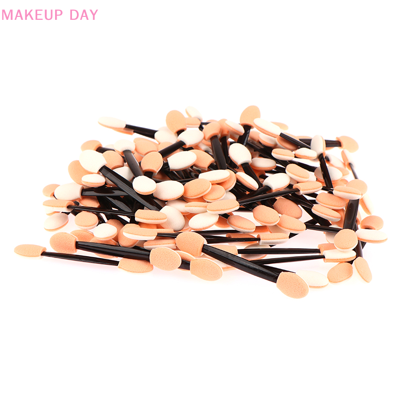Pennello per ombretti monouso da 100 pezzi trucco Set di pennelli per ombretti in spugna a doppia faccia per applicatore cosmetico colore casuale