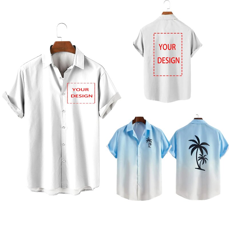 Unisex Hawaiian Shirts Custom 3d Diy Print Overhemden Korte Mouwen/Lange Mouwen Hawaii Custom Shirt Tops Europese Maat 5xl