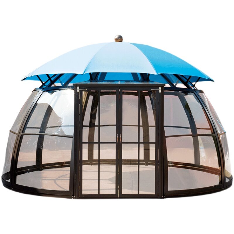 Tenda pergola aluminium ruang matahari luar ruangan, tenda besar teras halaman taman besar