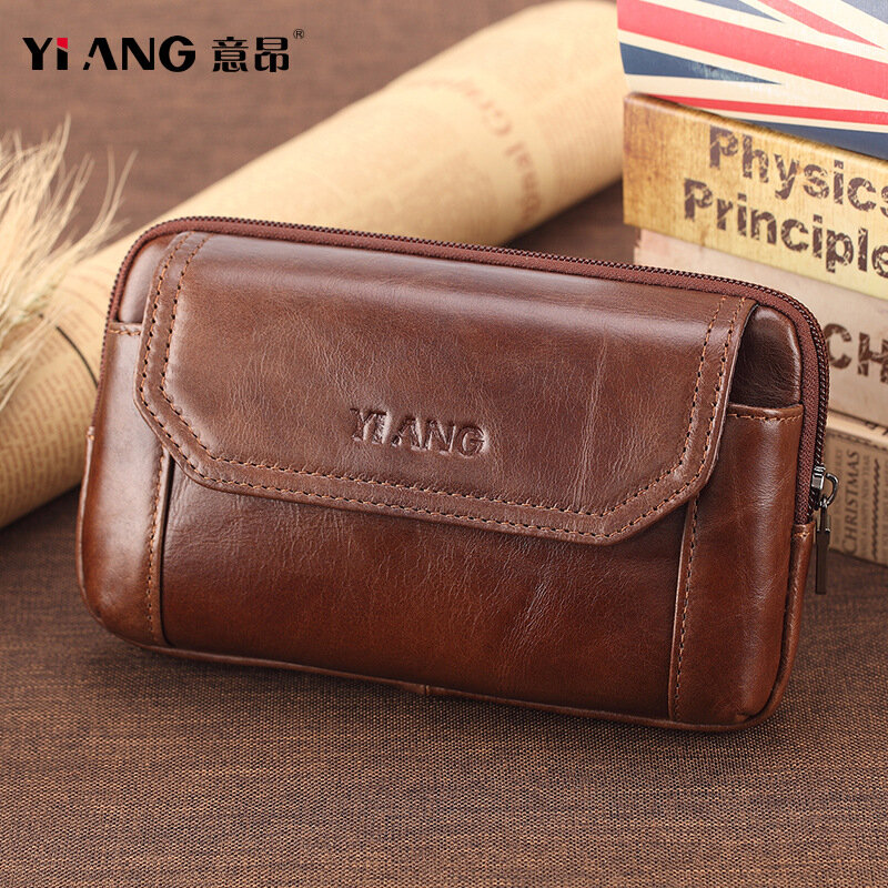 Men Genuine Leather Cell Mobile/Phone Case Waist Pack Belt Bag Wallet Key Pocket Cowhide Male Pouch Purse Hip Bum Bag Fanny Pack