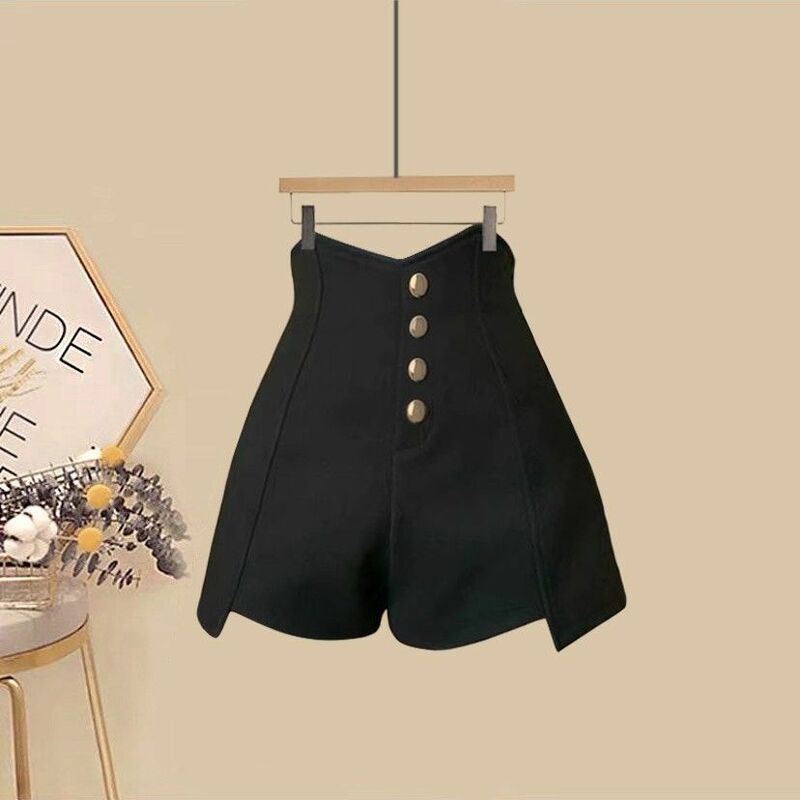 Conjunto de calções de emagrecimento de duas peças feminino, gola v, shorts de cintura, borda plissada, estilo coreano, nova moda, primavera, verão