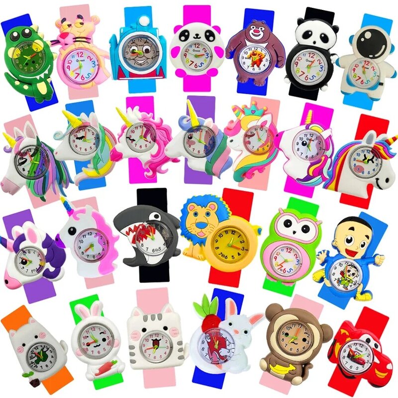 Jam tangan anak baru 2023 jam tangan kartun kucing/monyet/lumba-lumba/mainan Panda jam tangan anak laki-laki perempuan hadiah ulang tahun Unicorn
