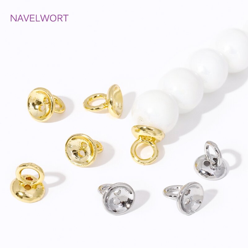 Conector de extremos de pulsera de perlas de latón chapado en oro de 18K, puntas de cuentas, tapas de extremos de joyería, accesorios de fabricación de joyas DIY, 4,5 MM, 6MM