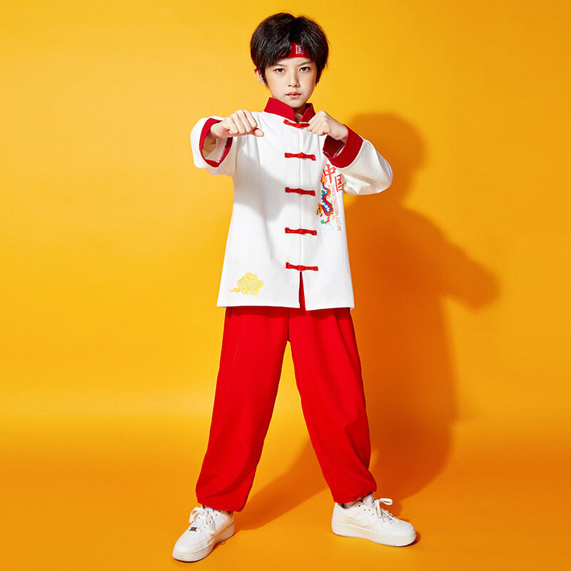 Arti marziali Wushu Costume Kung Fu Wing Chun uniforme abbigliamento da prestazione per bambini stile cinese tradizionale Vintage Tai Chi