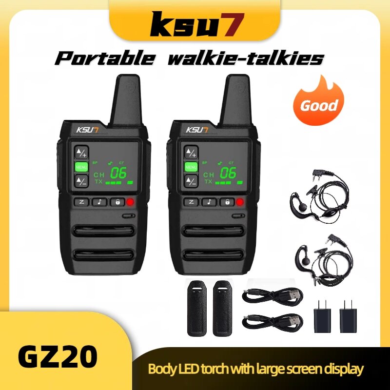 Ksut-ポータブルプロフェッショナルウォーキートーキー、ラジオ、ハムラジオ、パワフルなボディ、LED懐中電灯、gz20、2個