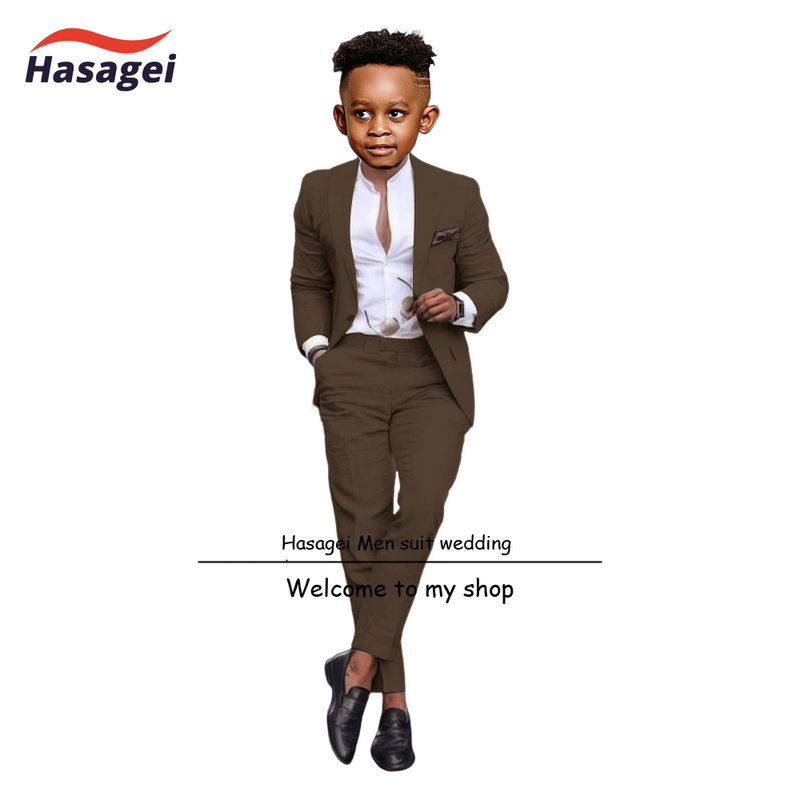 Beige Boys Suit 2-piece Suit 2-16T Formal Party Wedding Kids Tuxedo Youth Stage Performance Clothing Customized Blazer