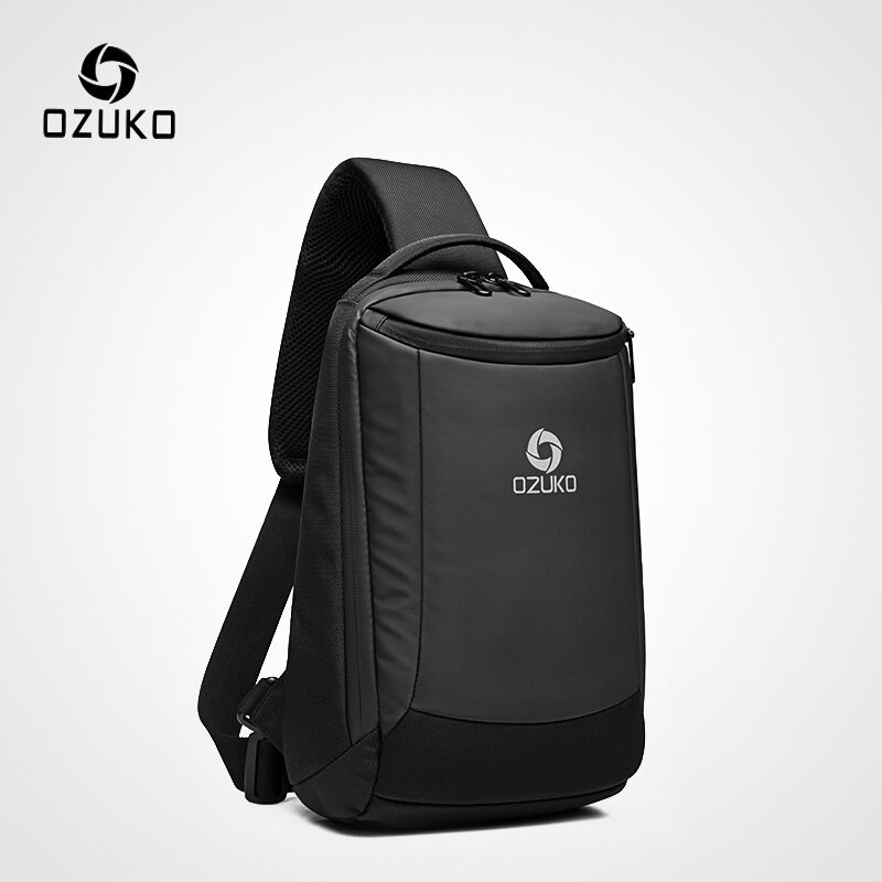 Ozuko กระเป๋าสะพายคาดลำตัวกันน้ำกระเป๋าสะพายชาร์จ USB ได้หรูหรากระเป๋าสะพายไหล่ความจุเยอะของผู้ชายเดินทางระยะสั้นกระเป๋าส่งข้อความ