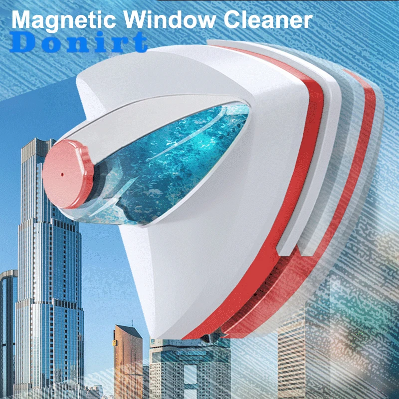 Ferramenta magnética de limpeza de janelas de vidro Descarga automática de água, limpador de dupla camada, limpador doméstico e escritório, 2024
