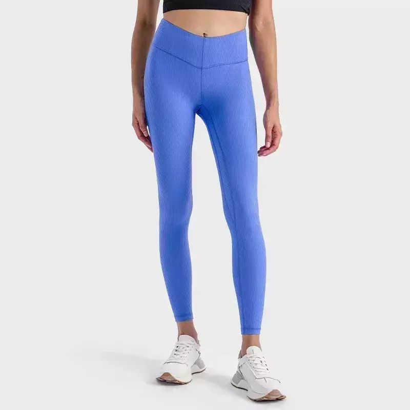 Lemon Align prążkowane spodnie do jogi z wysokim stanem damskie legginsy do biegania Fitness ćwiczenia Pilates elastyczne spodnie do jogi biodrowe