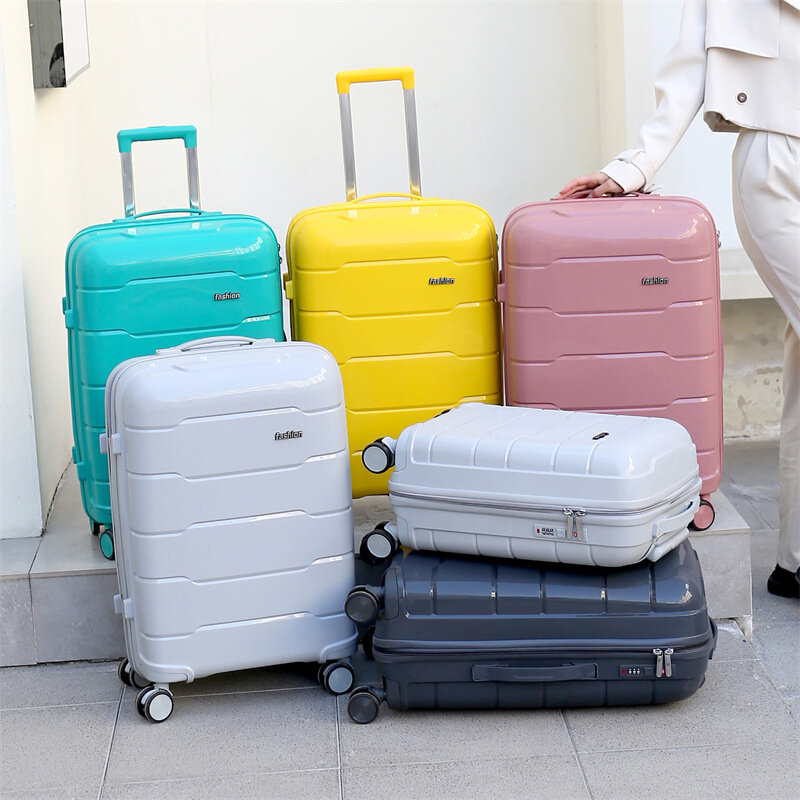 Suitcase New Business Leisure Travel Large Capacity Pp Trolley Three-Piece Luggage Universal Wheel Suitcase