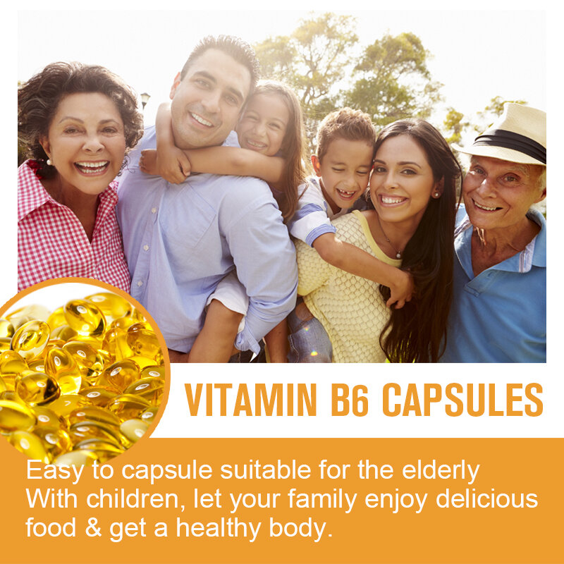 Витамин B6 капсулы, энергетический метаболизм помогает кардио сосудистым здоровьем, а также здоровье почек и глаз, комплексная добавка