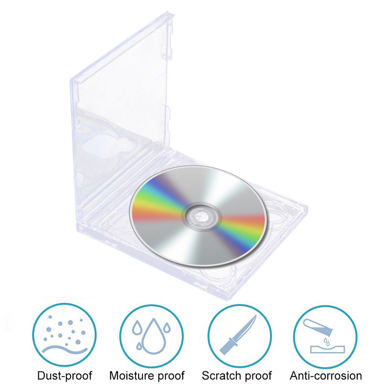 듀얼 CD 보석 케이스, 조립 클리어 트레이 포함, 표준 빈 클리어 교체 DVD 케이스, 휴대용 CD 패키지 케이스, 5 개