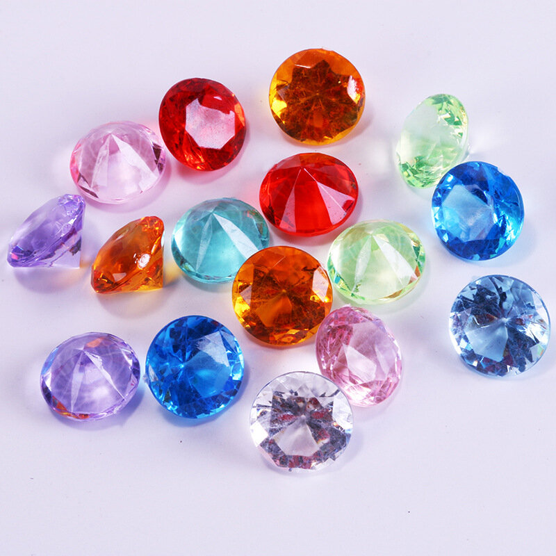 Piezas de plástico acrílico con forma de diamante para juegos de mesa, 10 unids/lote, accesorios de contador, Diamante multicolor de 20mm