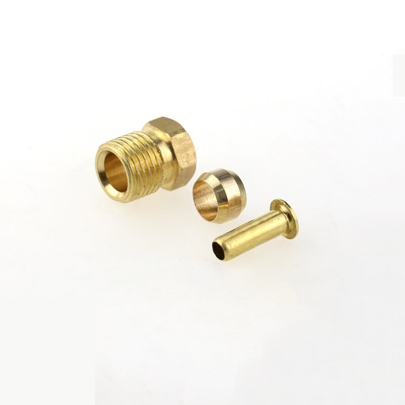 Conector de tubo de férula de compresión de latón OD, 4mm, 6mm, 8mm, adaptador de tuerca, anillo de férula para sistema de lubricación de aceite