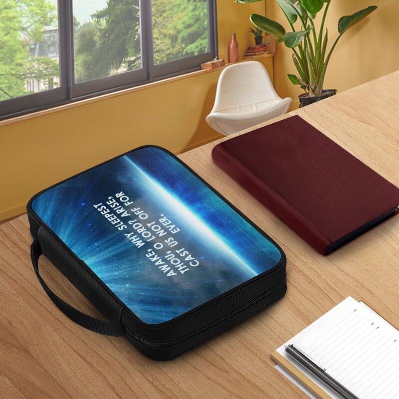 Gwiaździste niebo tafla jeziora wykwintna moda spersonalizowana torebka z zamkiem chrześcijańskim Pisma biblijne praktyczna torba etui do przechowywania