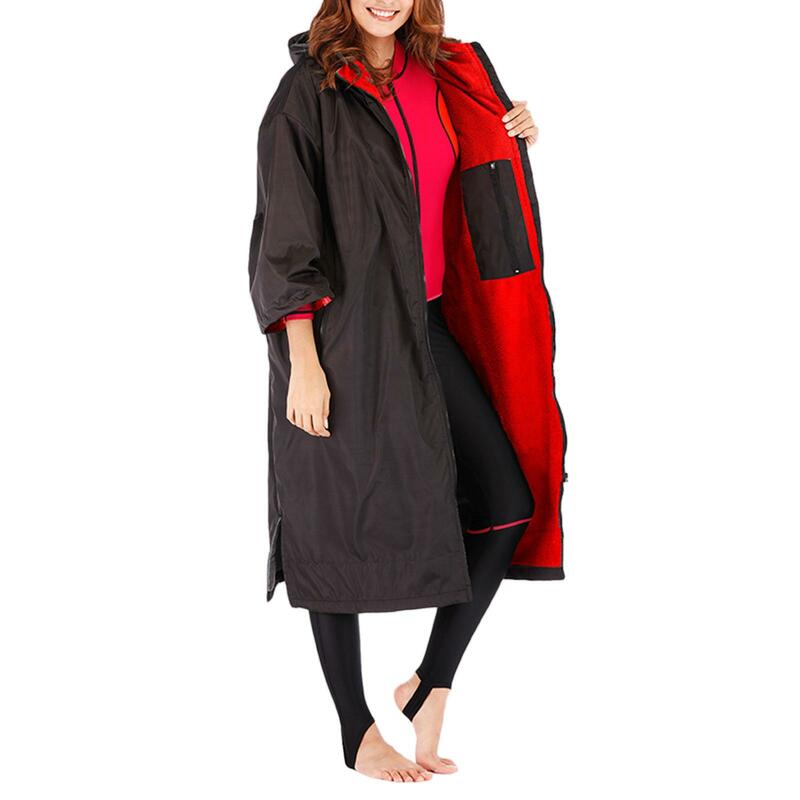 Mantel Luar Ruangan Jubah Ganti Selancar Tahan Air Jaket Berlapis Bulu Mantel Ponco Kebesaran Menjaga Hangat Kering untuk Berenang Berselancar Pantai