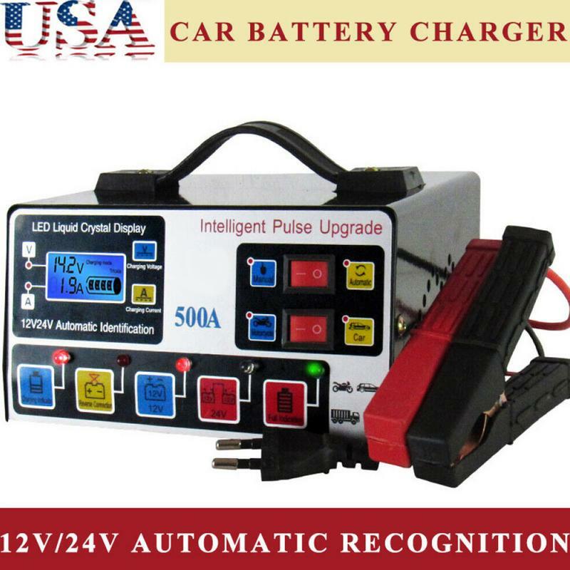Automotive Battery Charger Convenient Portability Battery Charger 12V/24V car Battery Charger Five-Level Pulse For car motorbike