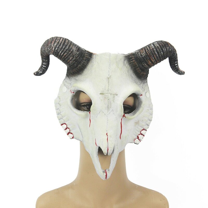 Koza maska Halloween koza maska karnawałowa impreza pełna twarz zwierzęca kozi róg maska spersonalizowana sukienka Cosplay-Up rekwizyty kozi maska czaszki