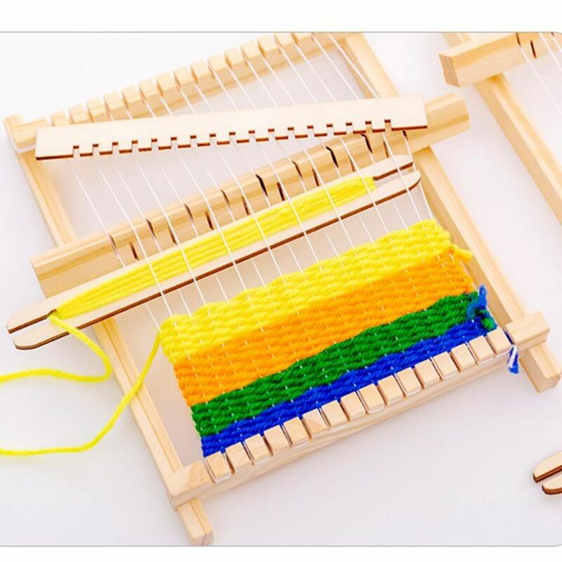 DIY drewniane krosno tkackie zestaw startowy edukacyjne domowe Mini DIY tkackie zabawki drewniane krosno do szycia zabawki domowe