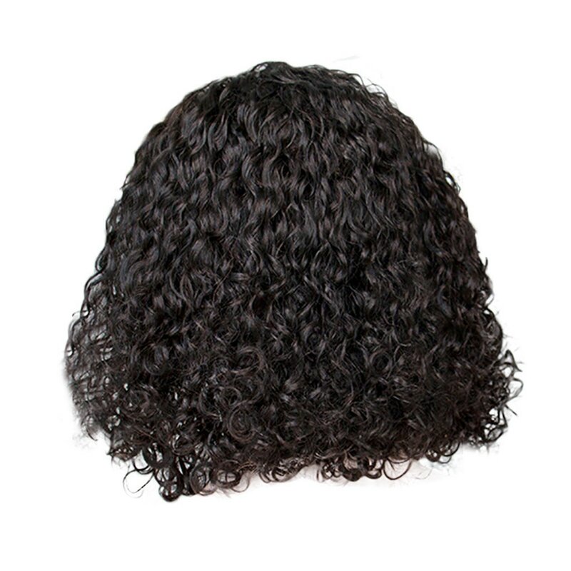 Peruki z krótkim kręcone ludzkie włosy w stylu brazylijskim peruka z kręconym zamknięcie koronki peruka z kręconym kręconym środkiem i rozchylonym pokrowiec na główkę dla kobiet