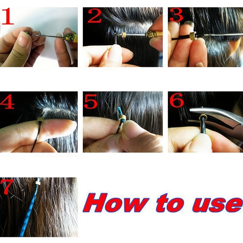 Silicone Micro Link Tube Ring para peruca extensões de cabelo, contas forrado, ferramentas de salão, 5 cores, 5mm * 3mm * 3mm * 3mm