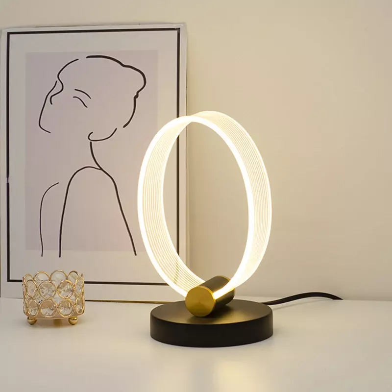 Lampu meja dekoratif Modern akrilik, sakelar LED kreatif lampu kamar tidur, lampu meja ruang tamu belajar samping tempat tidur