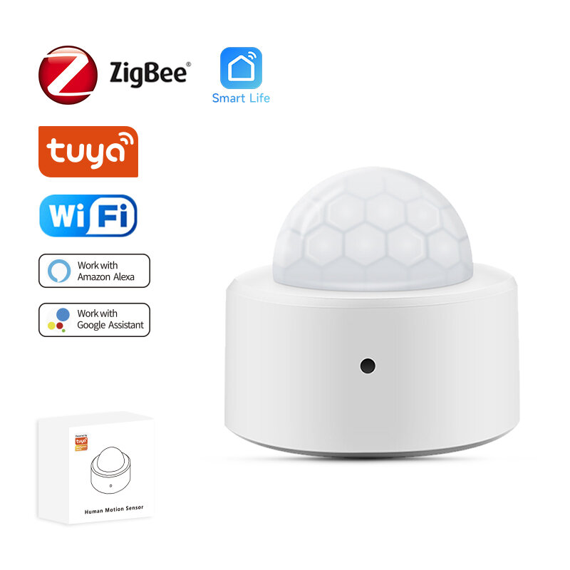 Sensor de movimiento humano Tuya Zigbee, Mini Sensor de movimiento PIR, Detector infrarrojo, seguridad, vida inteligente, funciona con Alexa Gateway