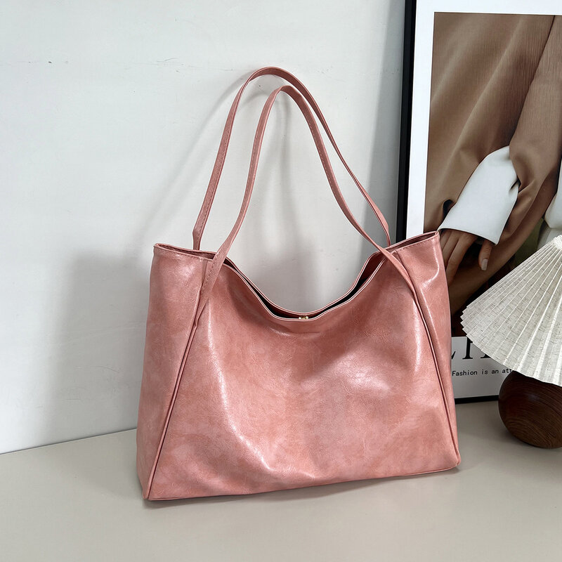 Women Tote Bag Fashion Underarm Pouch Large Capacity Soft Pu Leather Shoulder Bag Retro Crossbody Bag Casual Portable Bucket Bag