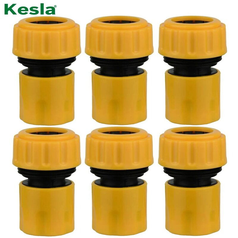 KESLA 6pc 3/4 1/2 inch Garden Hose Pipe Repair Connector Fitting Tubing Quick Connection for Drip Irrigation Watering Greenhouse