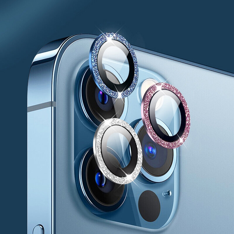 Metal Ring Lens Protector Glass, Camera Lens Protection para iPhone 11, 12, 13 Pro Max, 14 Pro Max