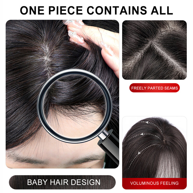Hair Topper Piece Remy Human Hair Toppers for Women Natural Free Part Hair Topper with Swiss Lace Base for Thinning Hair