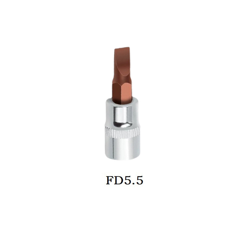 FD mata obeng cuci 1/4 inci, alat tangan soket kepala FD4 FD5.5 FD7 krom Vanadium baja