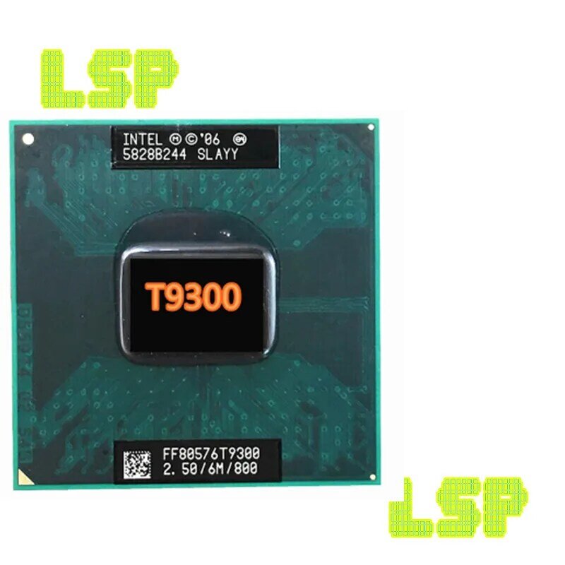 Procesador Intel Core 2 Duo T9300 SLAQG SLAYY para ordenador portátil, 2,5 GHz, doble núcleo, doble rosca, PGA 478, 6M, 35W, enchufe P