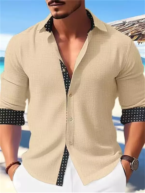 2023 New Men's Shirt Fashion Trend Stitching White Black Casual Outdoor Street Party Men's Clothes Soft and Comfortable