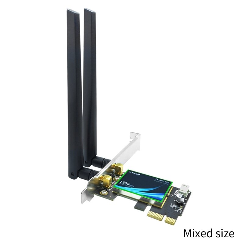 Kartu WIFI PCIE 1200Mbps Adaptor Jaringan Nirkabel Bluetooth-kompatibel PCI-E