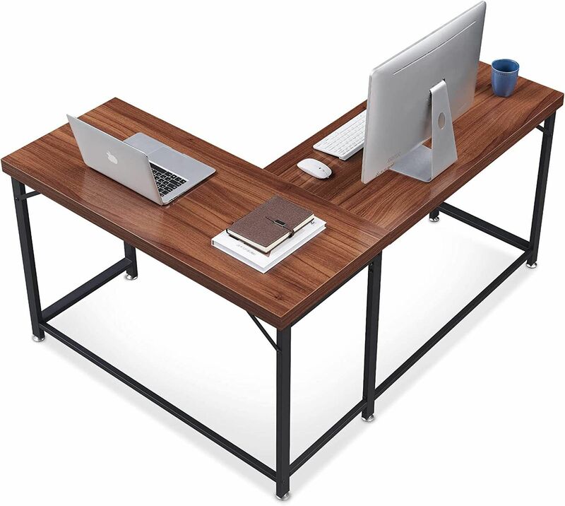 Mesa do computador em forma de L, mesa de canto, workstation para espaço pequeno