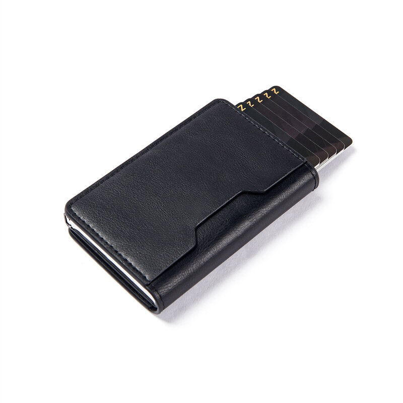 Personalizza il nome antifurto ID Bank porta carte di credito Rfid Blocking portafoglio da uomo in pelle di sicurezza in alluminio portamonete portamonete
