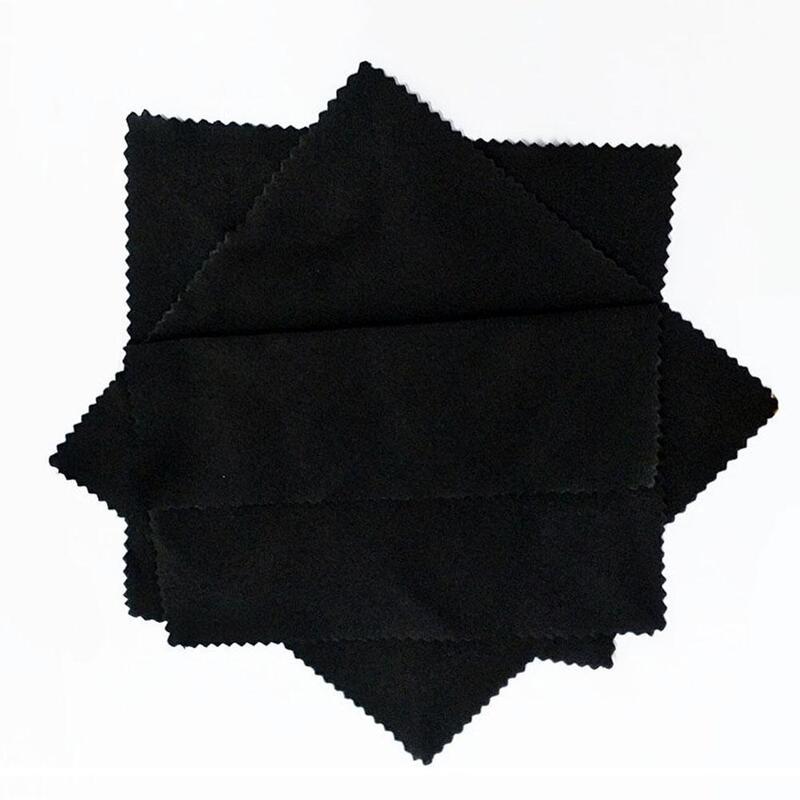 10ชิ้นผ้าเช็ดทำความสะอาดแว่นสายตาสีดำเลนส์ขนาด13*13ซม. ผ้าเช็ดทำความสะอาดเลนส์