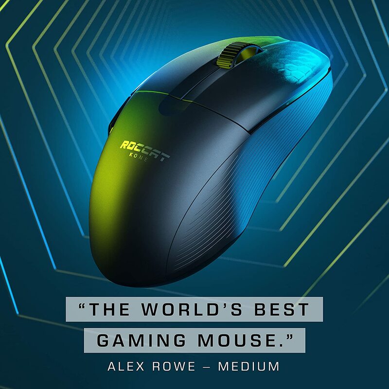 Mouse ergonômico sem fio para jogos, kone pro air, alto desempenho, preto, novo